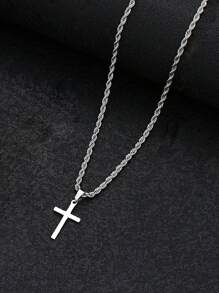 1-5 Pieces Casual Hip-Hop Stainless Steel Cross Pendant Multi-Layer Chain Necklace Suitable For Men's Couples Daily Wear Dating Party Birthday Gift For Boyfriend - Silver - View 7