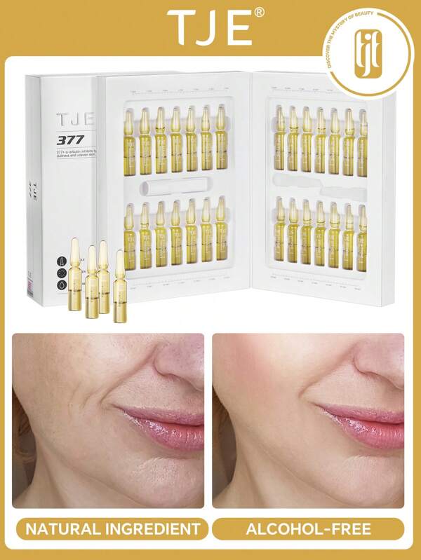 TJE TJE Whitening & Spot Fading Essence 377 Ampoule 1.5ml*28pcs, Moisturizing & Anti-Oxidizing, Brightening Skin Tone, Reducing Yellowing & Darkening