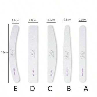 2,0-2,8 cm grijs-witte dubbelzijdige nagelvijl, schuurpapier met korrel 100/180, onmisbaar voor manicure en nagelverzorging