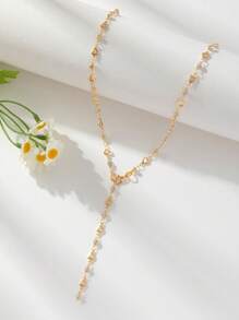 1 pieza Collar en forma de corazón hueco en color plateado/dorado, accesorio de colgante brillante para uso diario, citas, fiestas, vacaciones, aniversarios, regalos de cumpleaños, elegante, refinado, minimalista, lujoso, de moda, sexy, lindo