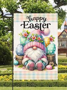 1pc Easter Bunny Welcome Garden Banner - Double Sided, Multifunctional Outdoor/Interior Decoration, Spring & Summer Holiday Decoration, Suitable For Outdoor Yard Garden & Patio Use, With Hunting Dog, Rabbit, Easter Egg Design, House Flag, Home Decoration, Outdoor Decoration, Patio Decoration, Garden Decoration. 14.17*18.50 Inches - Linen Material - No Electricity Required.