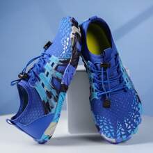 女士迷彩水鞋，轻便防滑水上袜，适合沙滩、游泳、冲浪、瑜伽、户外活动 - 寶藍色 - 查看 8