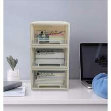 Easymanie Cajones de Almacenamiento de Plástico de 6 Cuartos, Caja de Escritorio Apilable, 3 Paquetes