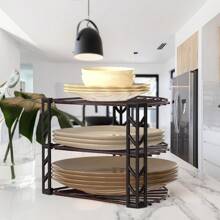 Simple Houseware - Organizador de estantes de esquina de 3 niveles, plateado