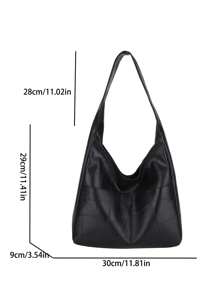Bolso de hombro tipo tote de gran capacidad para mujer, diseño de moda y elegante - Negro - Ver 2