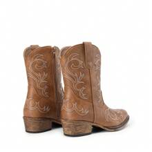 Women's Embroidered Cowboy Cowgirl Western Boots Stitched Ankle Boots With Square Toe, Chunky Heel, And Zipper Closure, Fashionable Short Booties - 摩卡棕 - 查看 10