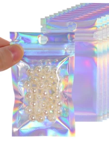 30 个/50 个/100 个可重新密封的防臭袋 7*10 厘米铝箔袋，扁平透明密封食品储存袋塑料包装铝箔聚酯薄膜袋适用于派对礼品食品储存 - 彩色 - 查看 3