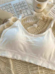 Tween-Mädchen Unterwäsche ohne Stahlringverstellung, integrierter fester Cup, Sport-BH, Weste mit Schultergurt, Kaninchenmuster, weich und bequem