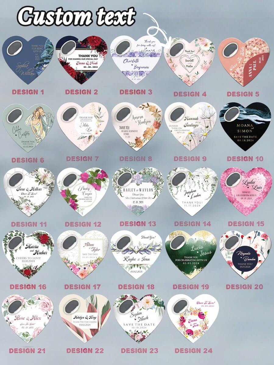 Custom Bottle Opener Wedding Souvenirs For Guests, Unique Wedding Favor Wholesale Magnets, Engagement Favor Save The Date Magnets,Heart Shape Wedding Thank You Favor,Magnetic Bottle Opener, Custom Wedding Gift, Wedding Gift, Thank You Favor Souvenirs, Bottle Opener(24 Designs),Multi-Functional, Ornamental,Anti-Mold,Reusable,Adorable,High-Quality,Cute,Vintage,Colorful,Customized Bottle Openers & Bottle Opener Accessories,Home Refresh - Multicolor - View 1