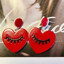 2pcs Acrylic Heart-Shaped Earrings - Exaggerated And Elegant Style, For Ladies' Parties Or Vacations