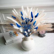 Decoraciones colgantes de estilo bohemio de ratán - Ramillete de flores secas de cola de conejo y phalaris, adecuado para decoración de boda, hogar y fiesta, arreglo floral DIY, decoración de habitación estética, sin plumas, sin electricidad requerida