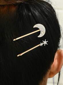 Conjunto de grampos de cabelo com strass em forma de estrela e lua, 2/5/6/7/8/18 peças, acessórios de cabelo para festas de fim de ano para mulheres