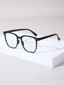 1 件男女通用时尚平光镜片眼镜，塑料渐变方形镜框，简约设计，适合男士和女士