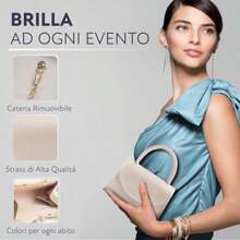 Elegant Women's -Leather Clutch Bag For Weddings, Parties And Events | Clutch With Chain Shoulder Strap, Ideal As An Elegant Women's Ceremony Bag Or Women's Handbag For Special Occasions