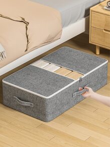 1个大容量高品质灰色床底收纳袋，衣物收纳袋，可视窗口玩具收纳袋，杂物收纳袋，季节性床上用品收纳袋，防水防潮，加固提手，双向合金拉链 - 灰色 - 查看 5