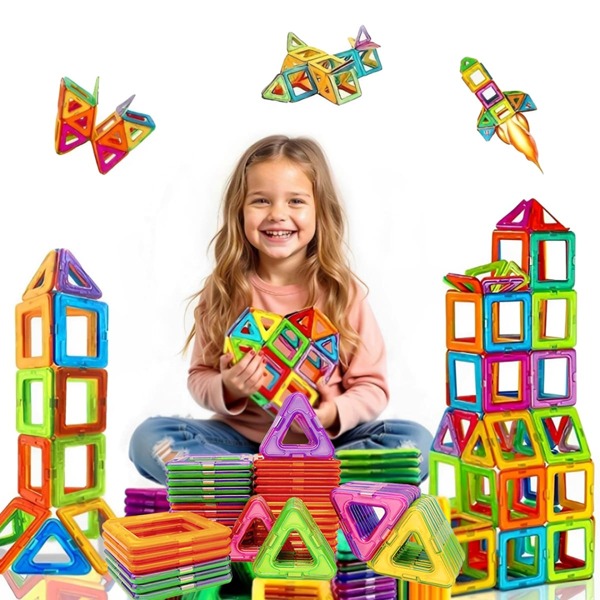 Set de plăci magnetice pentru construcții - jucărie creativă pentru construcție, îmbunătățește coordonarea ochi-mână, promovează dezvoltarea creierului, magneți colorați ABS, potriviti ca cadou de festival/de naștere - Culoare aleatorie