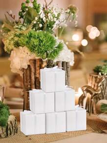 5件/2件-2025--节日礼品盒 12 X 12 厘米白色礼品盒，可容纳礼品、工艺品、婚礼派对礼品、纸杯蛋糕盒、伴娘求婚盒（带丝带） - 白色 - 查看 2