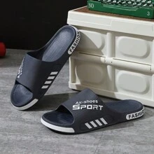 Chanclas para hombre, sandalias casuales para exterior e interior, antideslizantes, para estudiantes y parejas, de PVC (se recomienda pedir una talla talla grande grande) - Azul Marino - Ver 3