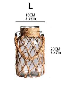 1Pc Rustic Glass Mason Jars With Jute T, Decorative Vases For Dried Flowers, Country Style Home Decor, Wedding Centerpieces, DIY Crafts, And Candle Holders Room Decor
