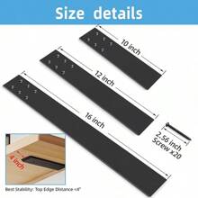 16 Inch Countertop Support Bracket, 3 Pack Solid Iron Heavy Duty Hidden Flat Floating Shelf Brackets, Top Mount Knee Wall Support Mantel Bracket Hardware For Wood Granite Quartz Countertop