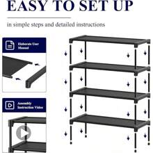 Kitsure Shoe Rack - Premium Non-Woven Shoe Rack Shelf, Shoe Organizer For Closet, Entryway, Garage & Corridor, Sturdy & Durable Long Stackable Shoe Shelves, Medium, Black - 黑色 - 查看 4