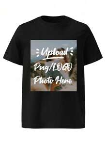 Customized Men's T-Shirt With Personal Design, Upload Your Photo/Group Photo/Lover/Best Friend/Pet/Landscape/Logo/Your Design, Black T-Shirt, Valentine's Day/Birthday/Anniversary Photo Customization, Holiday Gift, Anniversary Gift, Company Team Building Uniform, Music Festival, Gift For Him