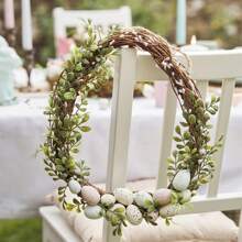 1 Peça Coroa de Páscoa, Coroa de Ovo de Vime Artificial, Decoração de Porta de Primavera para Casa