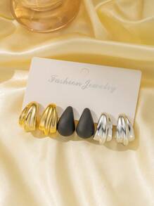 Elegant Fashionable Gold, Silver, Black Lightweight Earring Set, Suitable For Daily Wear All Year Round