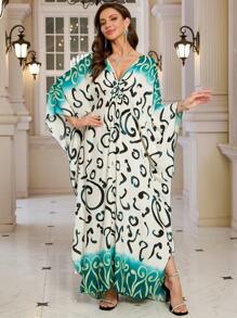 Bohemian Batwing Sleeves Kaftan Plus Size House Dress Modest Arabian Dress Outfits