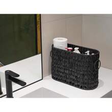 Toilet Paper Storage,Toilet Paper Basket For Bathroom,Toilet Paper Holder With Storage,Large Toilet Paper Organizer For 6 Mega Rolls,Waterproof Wicker Bathroom Storage Basket,Free Standing,Grey