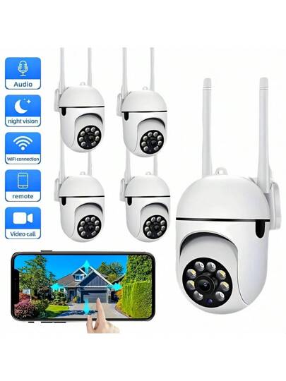 1pc 1080P Wireless WiFi Slimme Home Security Camera, 350° Viewing Angle, Spherical Motion Detection Function, Night Vision Alarm Push 2.4GHz Network, Wand Mounted Indoor Surveillance Supports Application Control. Monitoring IP Safety Monitoring, Elderly Children Caregiver, USB Power Supply