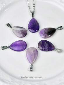 Boho-Chic 6pcs Amethyst Jewelry Set - Natural Stone Necklace & Earrings, Perfect For Casual Attire & Gifting - Multicolor - View 11