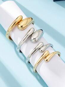 1 Set elegante y sencillo de joyas de brazalete con gota geométrica de metal liso con diseño de serpiente, adecuado para mujeres