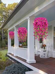 1/2/4PCS Artificial Flower UV Resistant Hanging Plant Silk Morning Glory Vine Eucalyptus Leaves Green Plant Decoration Anniversary Birthday Graduation Wedding Party Outdoor Family Room Porch Garden Courtyard Wall Spring/Summer Decoration