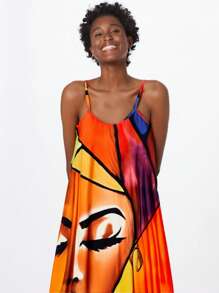 SHEIN Slayr Vestido feminino estampado casual estilo férias alças finas para primavera e verão roupa feminina maxi - Multicolorido - Ver 4