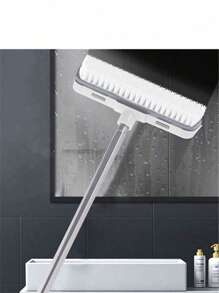 1 pièce (2-en-1) Brosse de récurage de sol à long manche avec des poils raides pour un nettoyage en profondeur des terrasses, salles de bains, baignoires, carrelages, joints, cuisines, piscines, patios, garages - Gris - Pour les propriétaires et les passionnés de nettoyage - Idéal pour le nettoyage intensif - Excellent cadeau pour le réchaud, la décoration de la salle de bain, la décoration d'automne, la rentrée scolaire