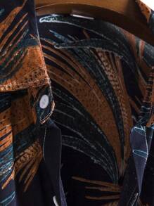 Camisa hawaiana de manga corta con estampado de plantas tropicales para hombre - Multicolor - Ver 4