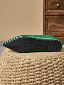 Women Snake Skin Pattern Casual Pointed Toe Flat Shoes, Red, Pink, Yellow, Grey, Burgundy, Olive Green, Navy, Brown, Versatile Slip-On Shoes - 綠色 - 查看 7