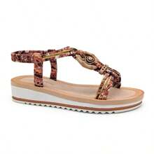Sandalias de plataforma casuales de verano para mujer, sandalias de verano con estilo para mujeres - Camel - Ver 2