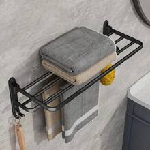 Matte Black 50cm Folding Hook Towel Rack Wall Mount Aluminum Towel Rack - màu đen - Xem 4