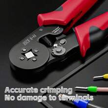 1pc Multi-Functional Electrician's Crimping Pliers, Adjustable Ratchet Wire Terminal Connector Crimper Tool, Serrated 4-Angle & Hexagonal Teeth Crimping Range 0.25-10mm² & 0.25-6mm², For Wire Repair, Electrical Equipment, Mechanical Maintenance, Also Known As Wire Crimping Pliers, Terminal Pliers, European-Style Tube Crimper, Electrician Tool