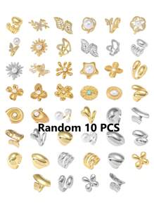 1/10 件不锈钢戒指套装镀层，镶嵌人造锆石、珍珠、绿松石、不对称几何、心形、花朵、星形设计、可调节开口，适合海滩、度假、情人节、情侣、朋友、礼物、女性日常佩戴、妈妈、母亲、母亲节、礼物