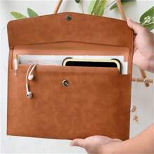 1pc Minimalist A4 Leather Document Organizer Bag, Office File Storage Pouch For A4 Size Documents And Items, Portable Business File Folder,Back To School,School Supplies - Multicolor - View 12