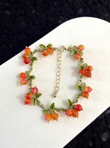 Juego de joyas artesanales con piedras naturales con diseño floral - Incluyendo pendientes, pulsera y collar para mujeres - Pendientes pulsera collar con piedras de color arándano - Ver 14