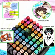 168 Colores Bolígrafos de doble punta para marcado de arte, Bolígrafos de marcado de alcohol, Bolígrafos de marcado permanente de alcohol con estuche de dibujo, Tubo negro, Regalos para fiestas, Decoración del hogar, Regalos para estudiantes, Utensilios de arte y pintura