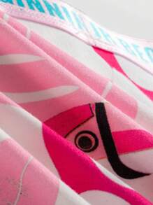 Men 5pcs Tropical & Flamingo Print Letter Tape Waist Boxers - Multicolor - View 5