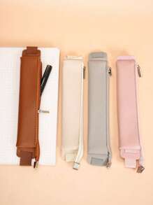 1 Pieza Funda de unicolor para cuaderno, portaplumas, portalápices de PU con bolsa elástica individual, accesorios para diario y agenda, clip fijo para lápiz, bolsa para colgar el lápiz, de vuelta a la escuela, organizador de maquillaje, organizador, organizador de almacenamiento, organizador de cuidado de la piel, almacenamiento de oficina, organizador de papelería, almacenamiento de uñas, decoración de dormitorio