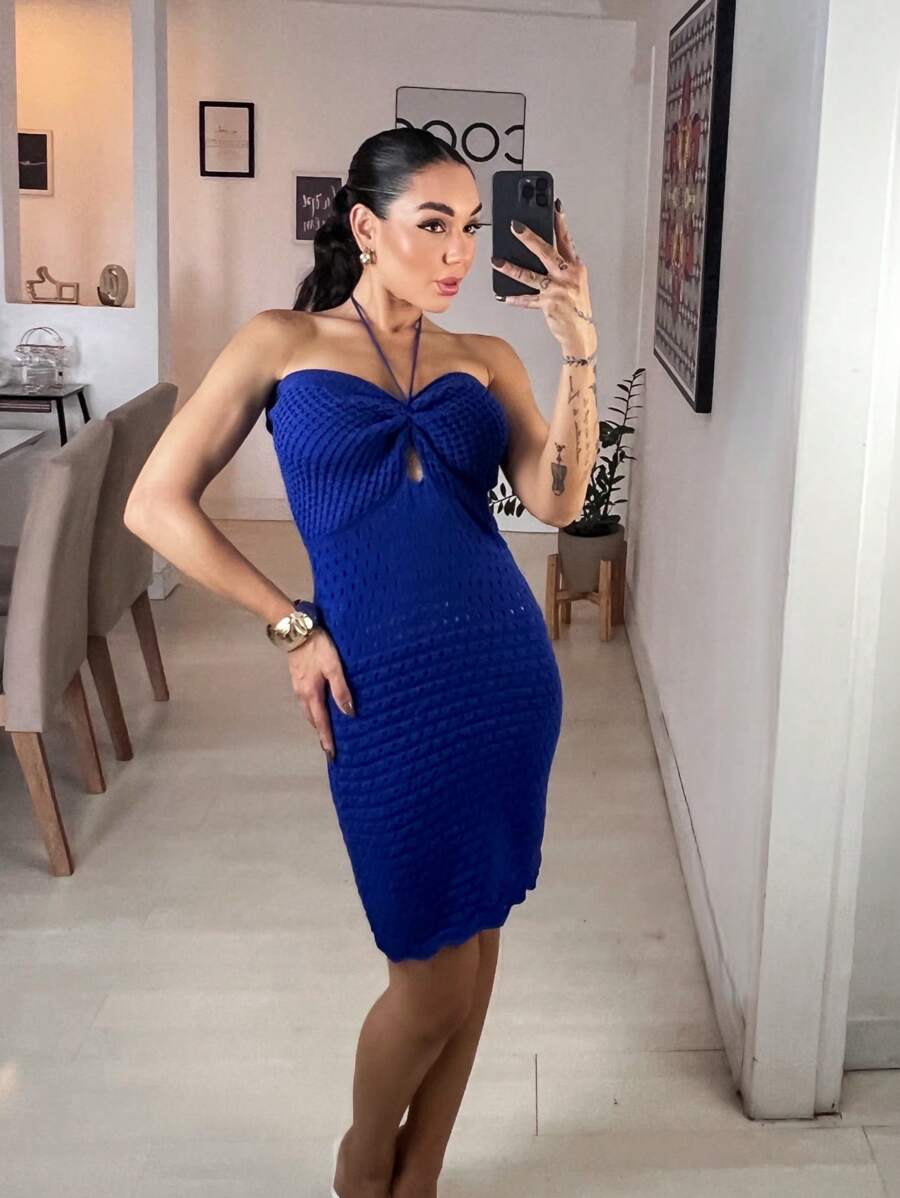 Strapless Dress - Royal Blue - View 1