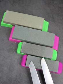 1pc Premium Double-Sided Rhinestone Whetstone - High Hardness, Non-Slip Base, Easy Knife Sharpening - Ideal For Home Kitchens And Food Trucks (Random Color), Tools For Men