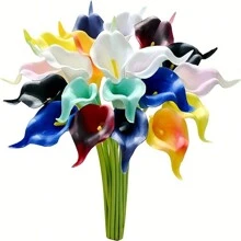 4/10/20 Piezas Flores Artificiales de Cala Lili, Flores de Cala Lili Realistas de Textura Simulada para Decoración del Hogar, Jardín, Oficina, Fiesta, Boda, Ramo, Centro de Mesa, Pascua - Multicolor - Ver 49